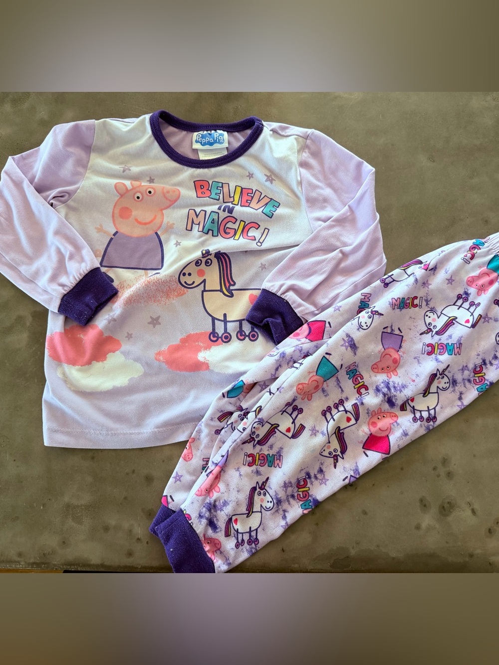 Peppa Pig Lavender and Purple "Believe in Magic" Pajama Set